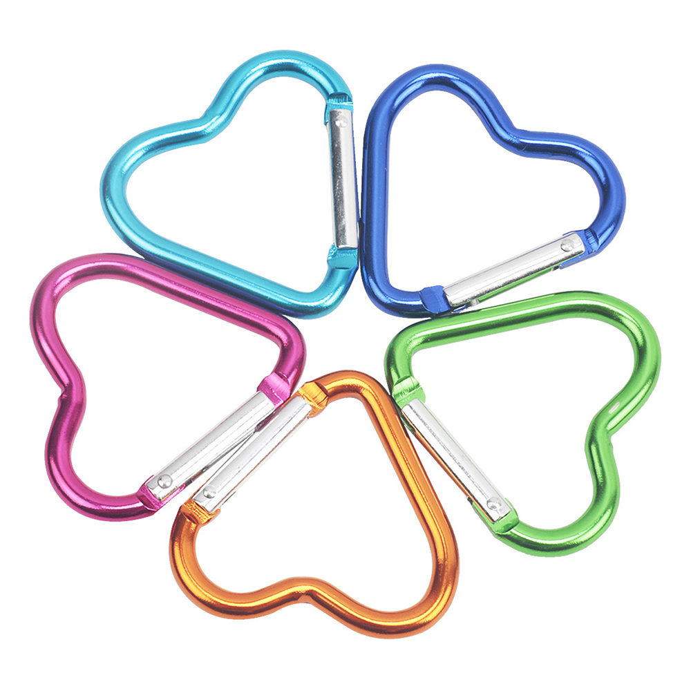 Multicolor Heart Shaped Snap Hook Metal Key Ring Keychain Clip Aluminum Carabiner