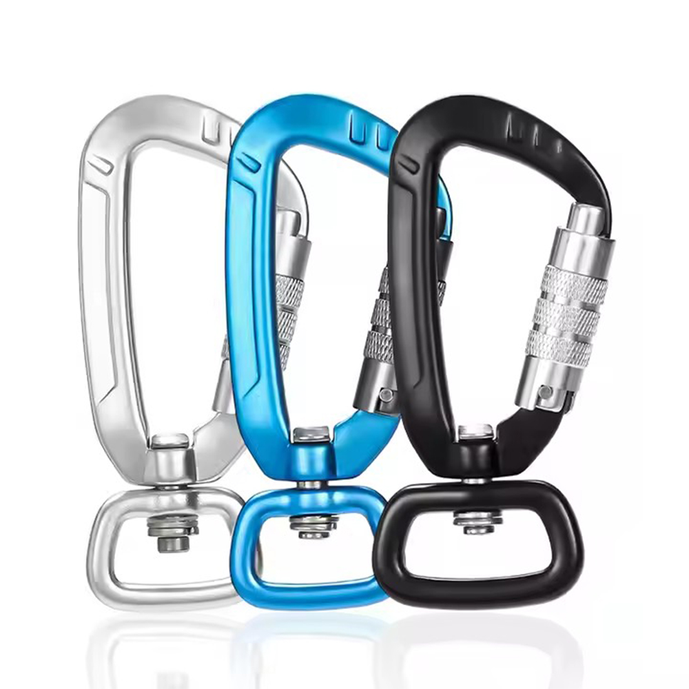 4KN Multifunctional Swivel Hook Dog Leash Snap Hook Rotating Carabiner Climbing Aluminum Carabiner Clip