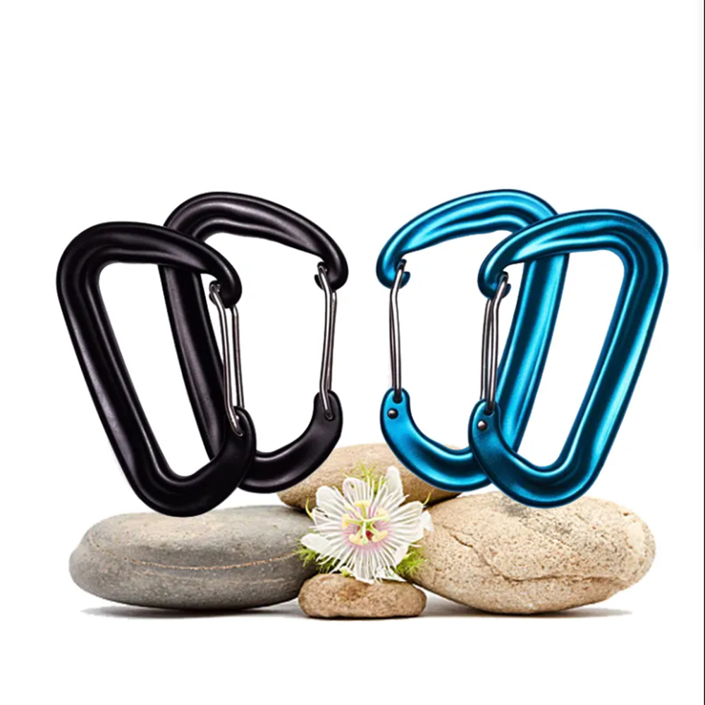 5kn Anodized Finish D Shape Wire Gate Carabiner Hooks Spring Carabiner Clips Aluminum Climbing Carabiner