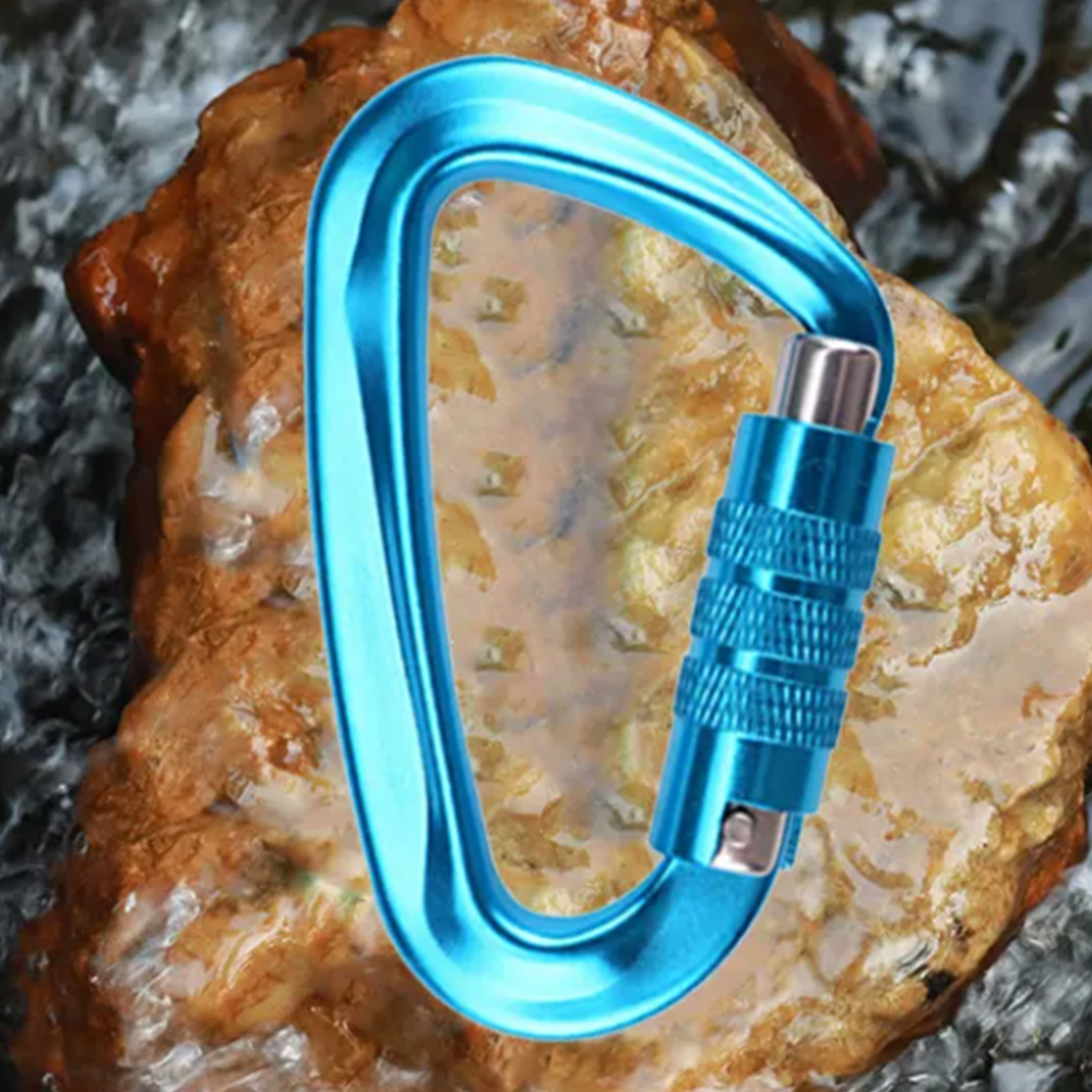 12KN 7075 Aluminum D Shape Carabiner Hook Twist Lock Dog Leash Self Locking Carabiner Climbing Carabiners Clips