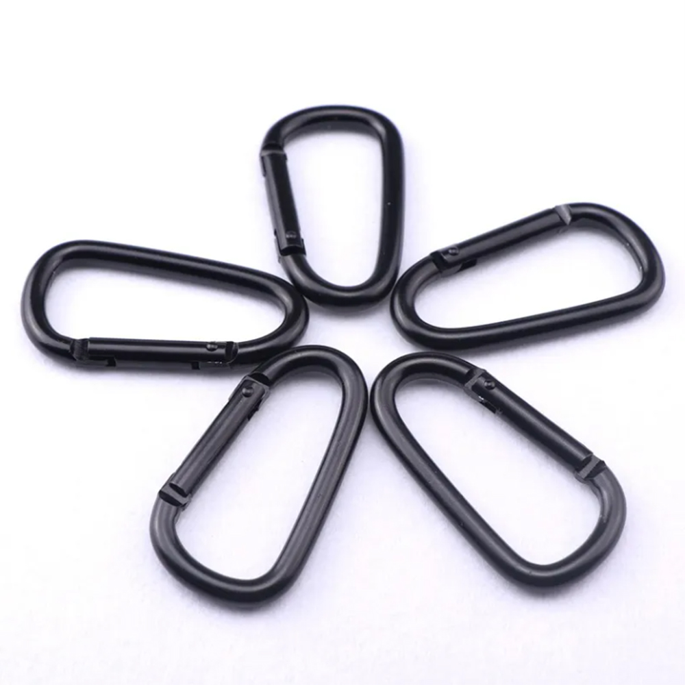 7cm Black Electrophoresis D Ring Aluminum Snap Hook Carabiner Keychain Climbing Carabiner Clips