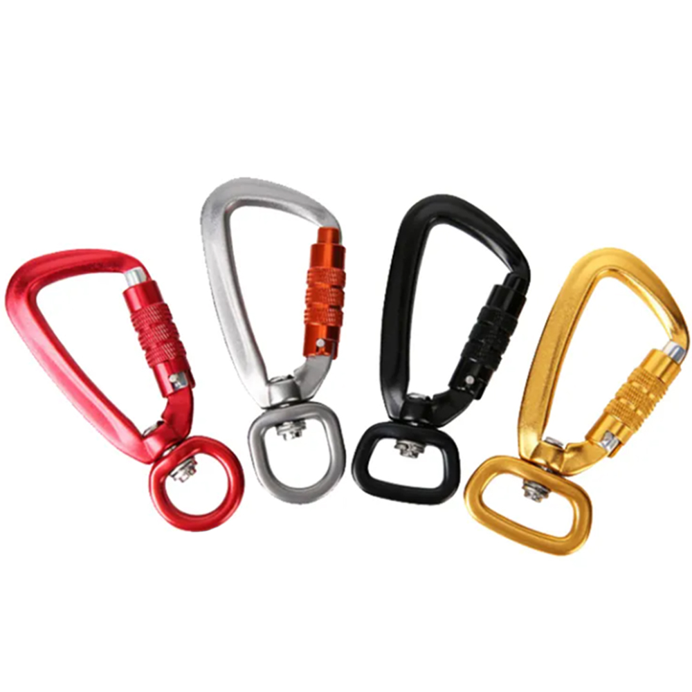 Colorful Screw Locking Carabiner Hook Aluminum Swivel Carabiner Clip Rope Dog Leash Snap Climbing Carabiner