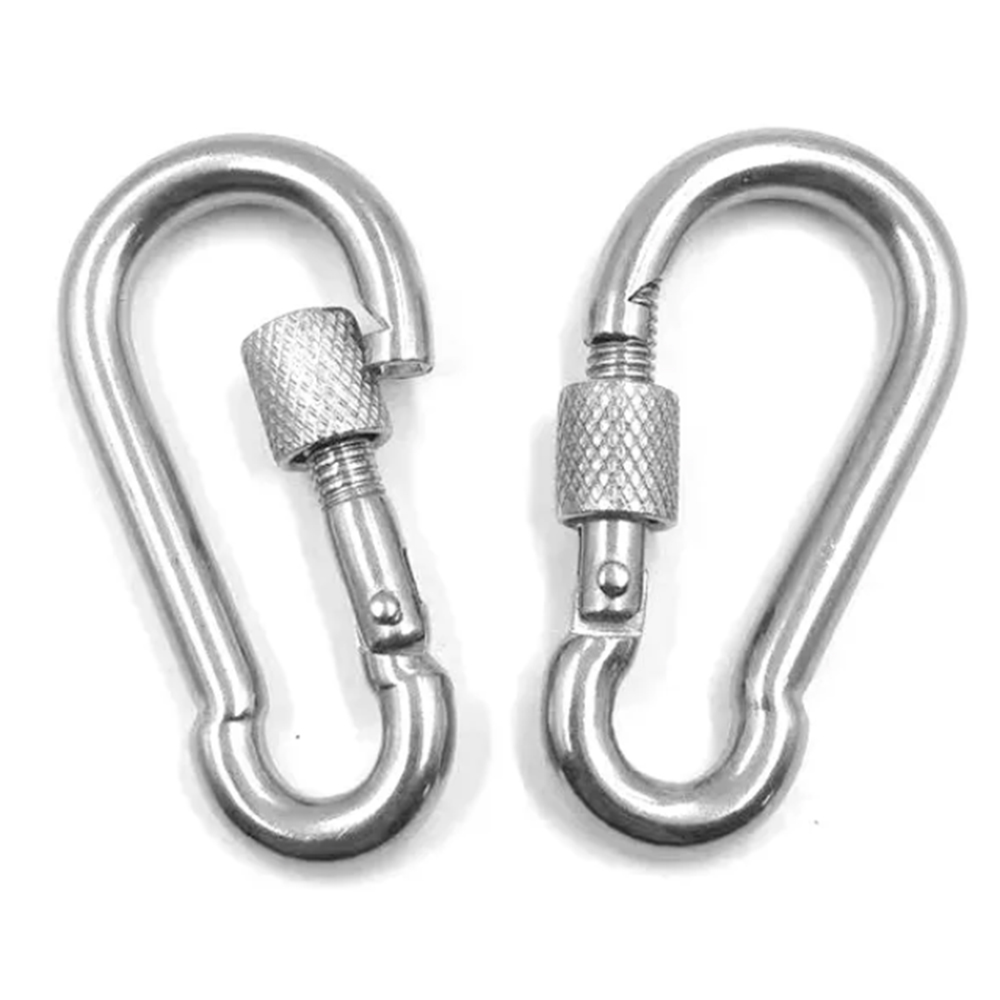 DIN5299D Heavy Duty Stainless Steel Spring Snap Hook Hammock Swing Ceiling Hanging Hook Carabiner Snap Keychain with Screw