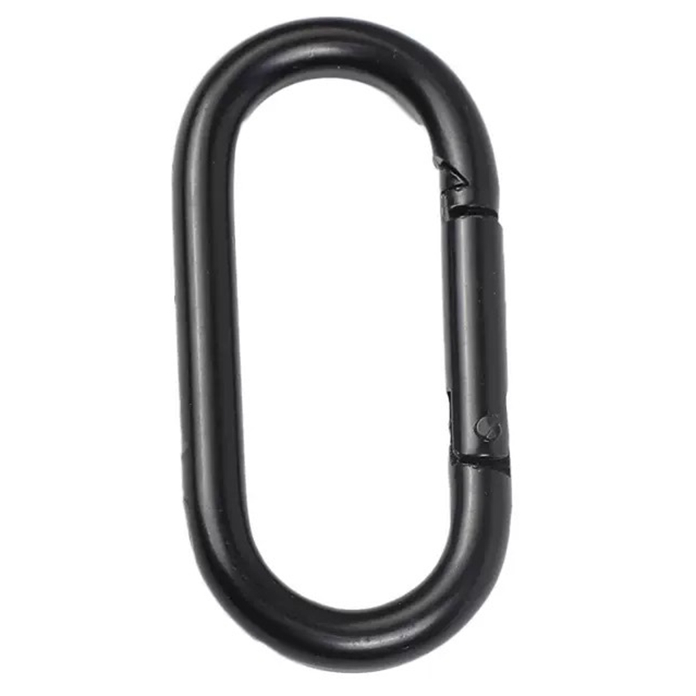 Black Straight Spring Snap Clip Metal Keychains Oval Shape Stainless Steel Carabiner Hook