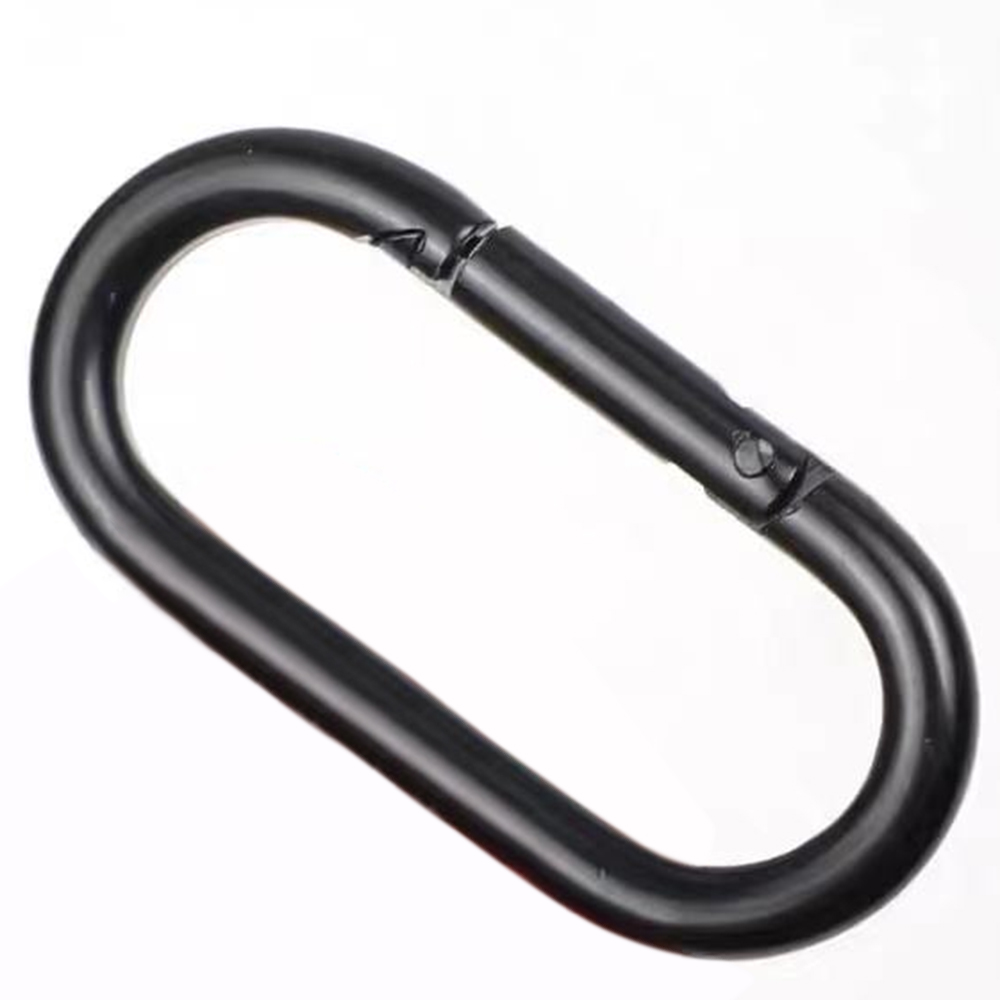 Straight Black Carabiner Oval Shape Metal Keychains Stainless Steel Carabiner Hook for Climbing