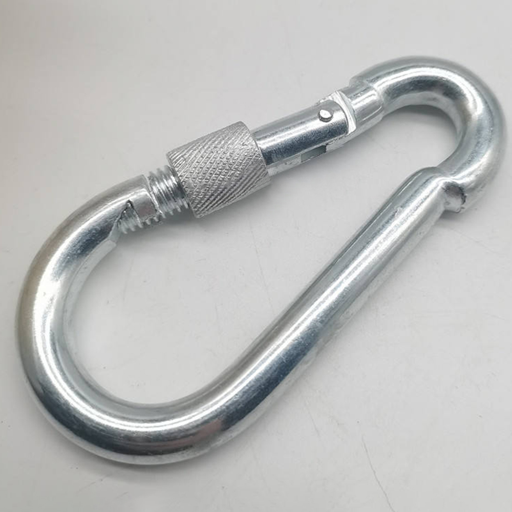 Din5299D Galvanized Metal Snap Ring Carabiner Safety Climbing Buckle Zinc Plated Spring Snap Hook With Screw