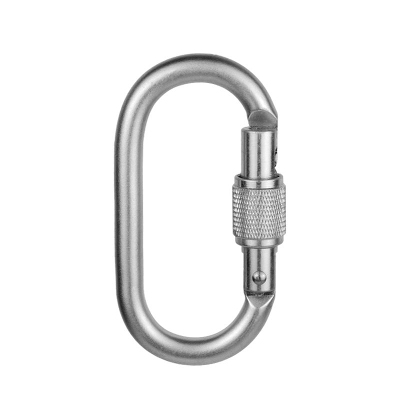 AISI316 304 Stainless Steel 23KN Heavy Duty Forgd Steel Chromed Screw Lokcing Carabiner Hook for Safety Harnesses