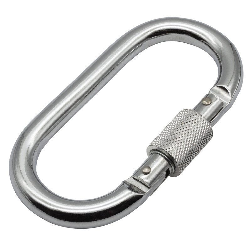 23KN Heavy Duty Forgd Steel Chromed Screw Lokcing Carabiner Hook for Safety Harnesses AISI316 Stainless Steel
