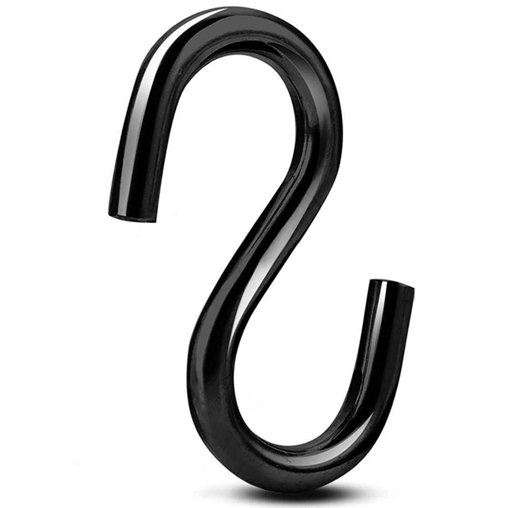 S Shaped Hanging Hooks 3 Inch Long Black Galvanized Iron S Hooks Heavy Duty S-type Hooks for Swing Pots Pans Kitchen Utensils Clothes Tools
