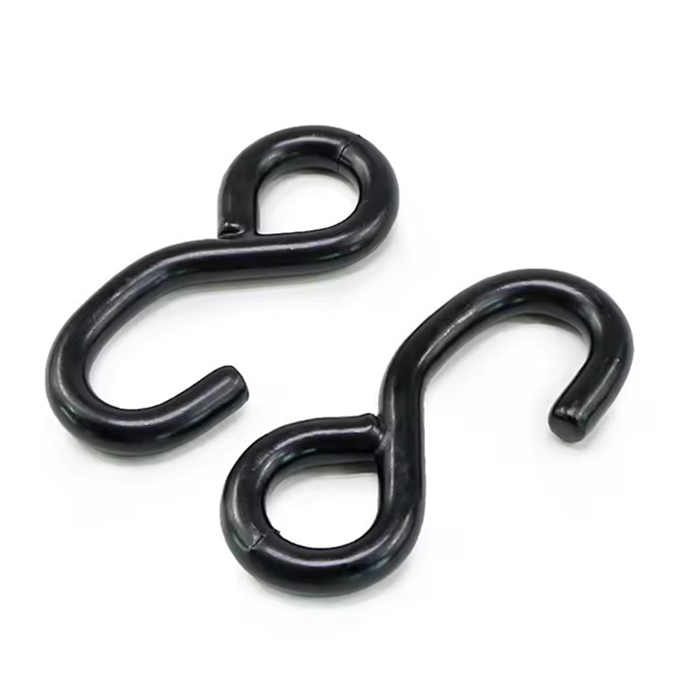 Black S Hook 1 Inch 25mm Metal Motocross Hook PVC coated S Shape Hooks Tarp Binding Hook