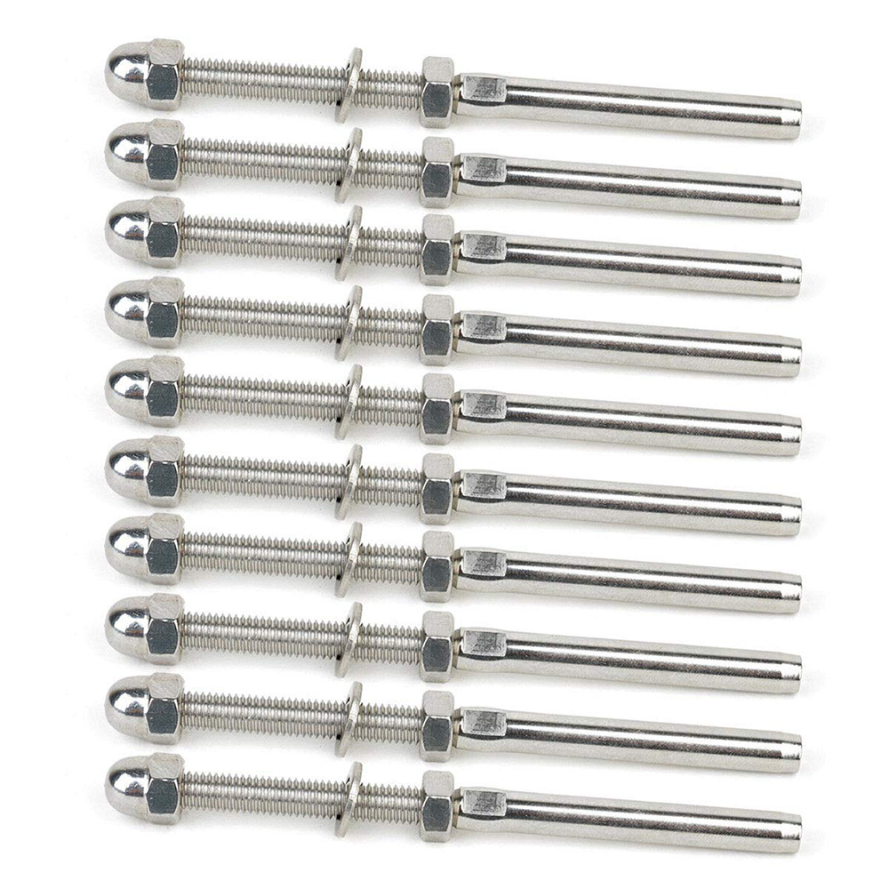 T316 Stainless Steel Hand Swage Threaded Stud Tensioner 1/8" Handrail Railing Cable Tensioner Post Deck Cable Railing Hardware Swage Tensioner Threaded Stud End Fitting Terminal