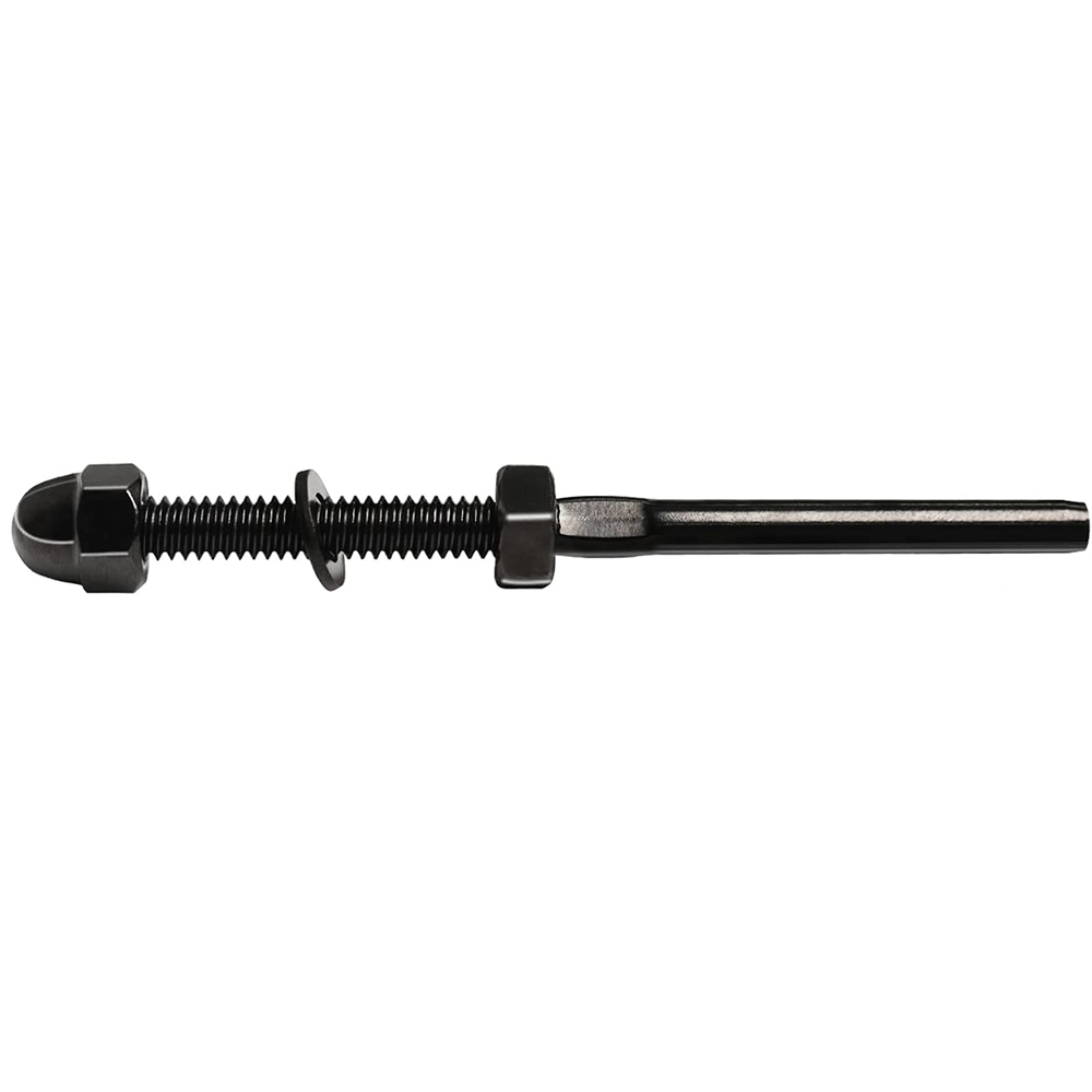 T316 Stainless Steel 1/8" Black Cable Railing Hardware Swage Stud Tensioner Cable Railing System Kit End Fitting Terminal for Wood & Metal Posts