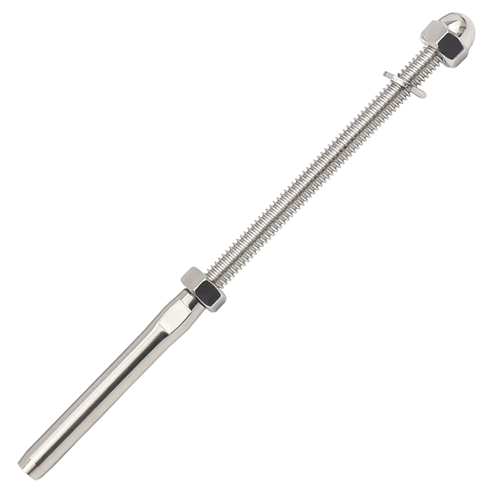 Stair Deck Railing End Fitting Terminal Length 6" T316 Stainless Steel Swage Threaded Stud Tensioner 3/16" Cable Railing Hardware System Kit
