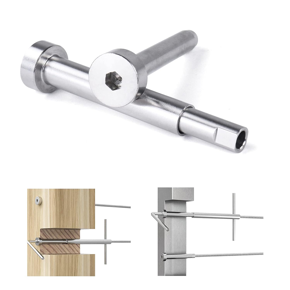 T316 Stainless Steel Invisible Cable Railing kit 3/16" Swage Tensioner and Terminal Hidden for 2"x2" and 4"x4" Wood Metal Post Deck Stairs