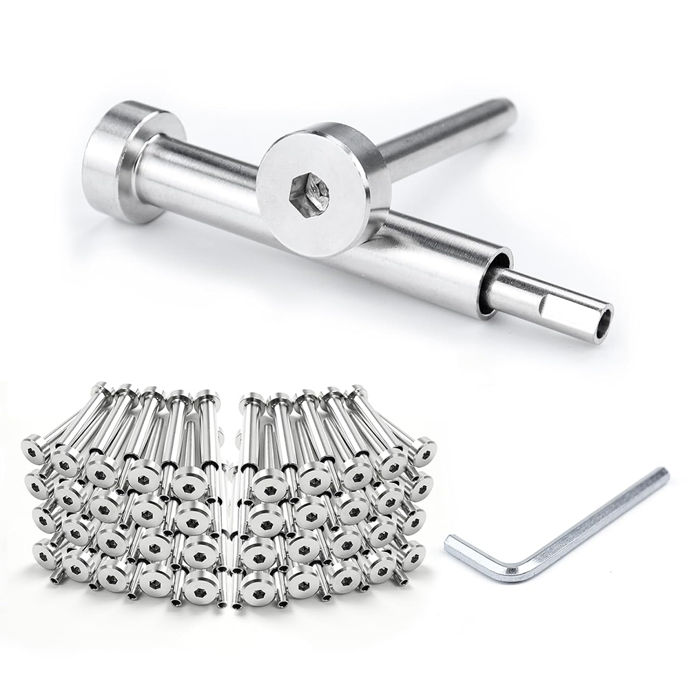 T316 Stainless Steel 1/8" Invisible Receiver and Swage Stud End Cable Railing kit Swage Tensioner for 2''- 4'' Wood & Metal Posts Stair Deck DIY
