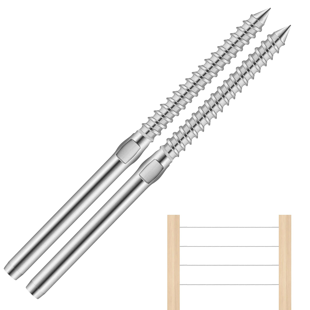 T316 Stainless Steel Stair Deck Railing Hardware Swage Lag Screws Left & Right 1/8" Cable Railing Kits for Wood Post