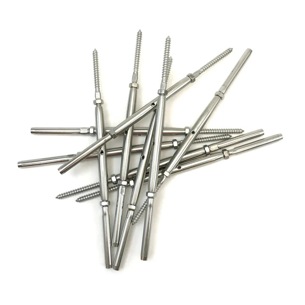 T316 Stainless Steel Wire Rope Rail Kit System Lag Screw Swage Turnbuckle Tensioner Cable Railing Hardware for 1/8" Wire Rope