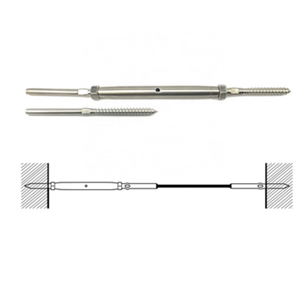 T316 Cable Railing Tensioner Marine Grade Deck Cable Railing Kits Stainless Steel Lag Screw Swage Turnbuckle and Lag Screws