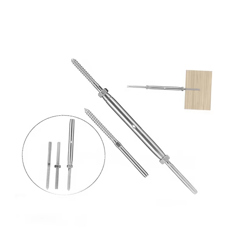 Deck Cable Railing Kit T316 Stainless Steel Lag Screw Swage Turnbuckle Tensioner and Lag Screws Stud Fitting for 1/8" Cable