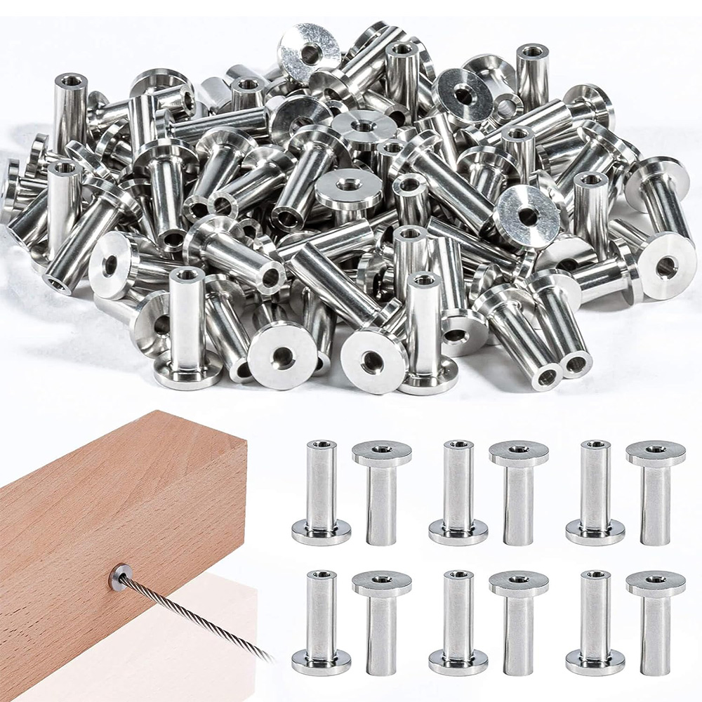 1/8" Cable Railing Protector Sleeves T316 Stainless Steel Wire Rope Protective Protector Sleeves for Wire Railing Deck Cable Wood/Composite Posts