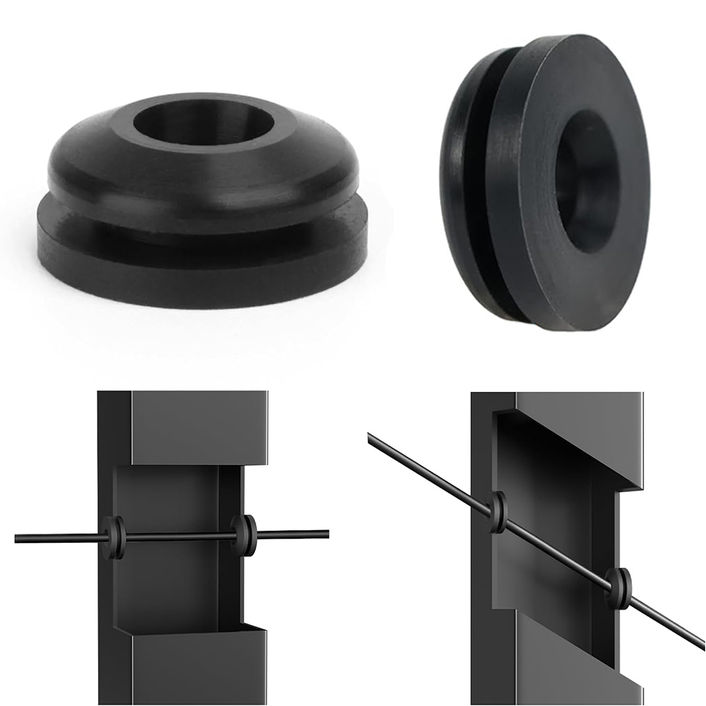 Black Cable Railing Rubber Grommets Wire Rope Protector Sleeves for Metal Cable Railing Posts Deck Wire Railing