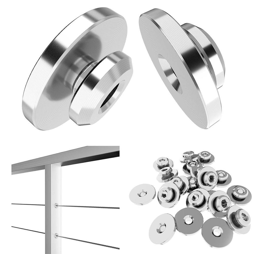 Silver 1/8" Cable Railing Kit Protector Sleeves T316 Stainless Steel Level Wheel Protector Sleeves for Level Metal Posts