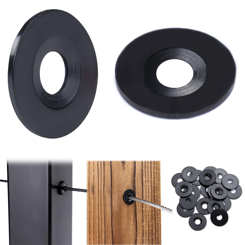 Cable Railing Kit Black Protector Sleeve Adhesive Grommet Protective T316 Stainless Steel Cable Deck Stair Railing for 1/8" 5/32" Wire Rope Wood Metal Posts