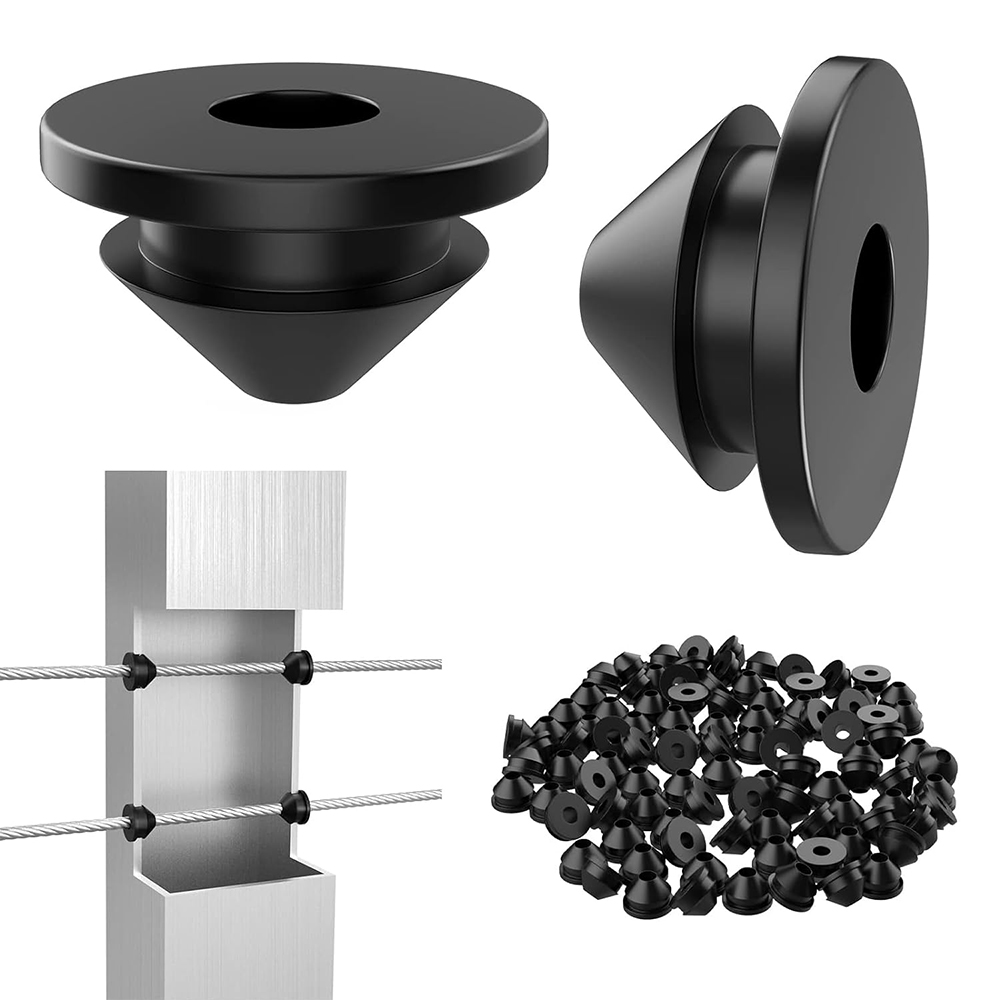 1/8" 5/32" 3/16" Cables Wire Rope Protector Sleeve Rubber Grommets Cable Railing Kit Protective Sleeves for Outdoor Indoor Metal Posts