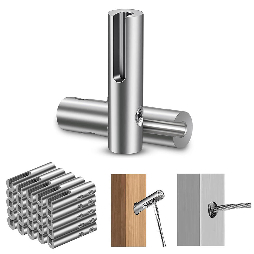 Deck Stair Adjustable Angle Hidden Receiver and Swage Stud End 1/8" Invisible Cable Railing Kit Wire Rope Cable Line Protector Sleeves Grommet
