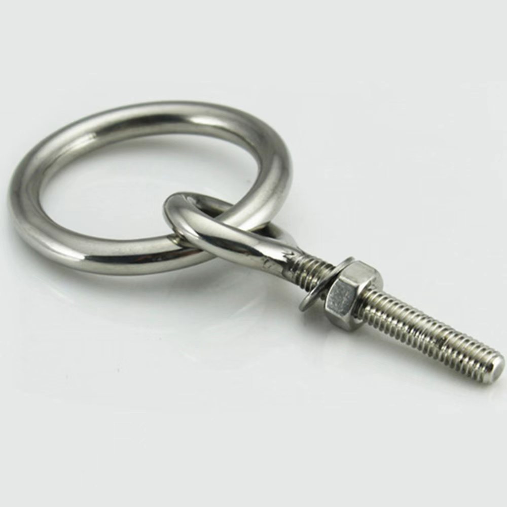 Stainless Steel Eye Blot With Ring Welded Thread Lifting Ring Eyebolt Heavy Duty Marine Grade Eye Bolt Long Shank with Washer Nut