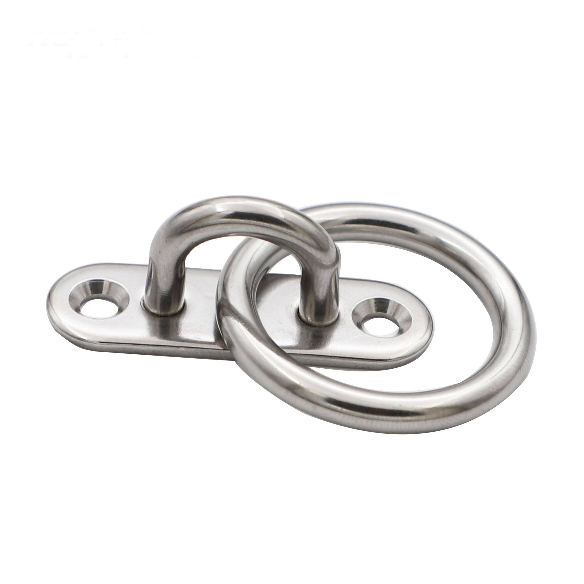 Hardware Staple Hook Loop with Screws 316 Stainless Steel Oblong Pad Eye Plate Ceiling Hook with Ring Welded