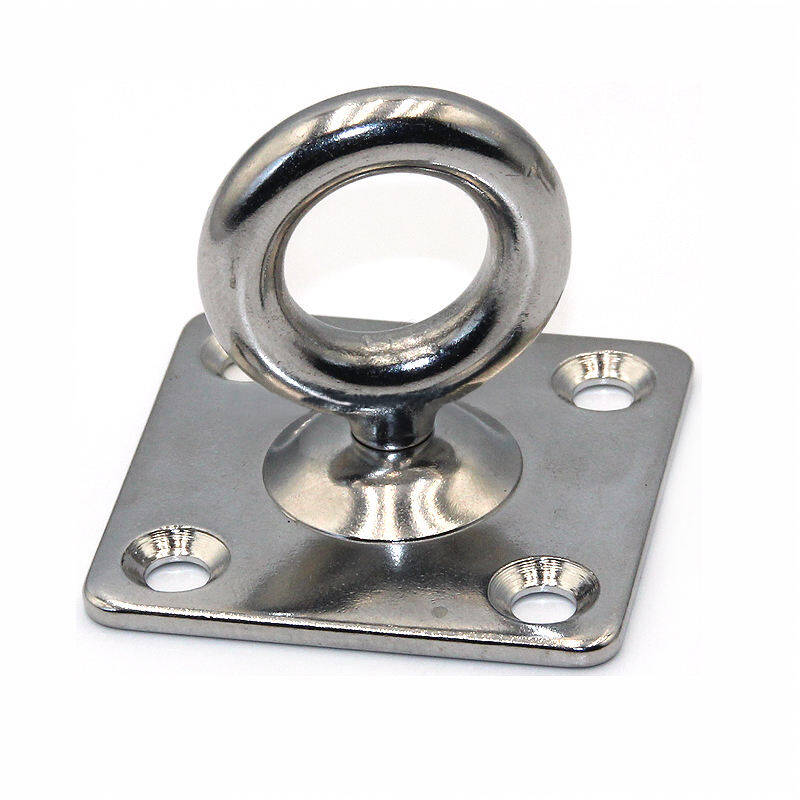 Stainless Steel Marine Boat Staple Swivel Eye Hook with Square Pad Eye Plate for Rigging and Deck
