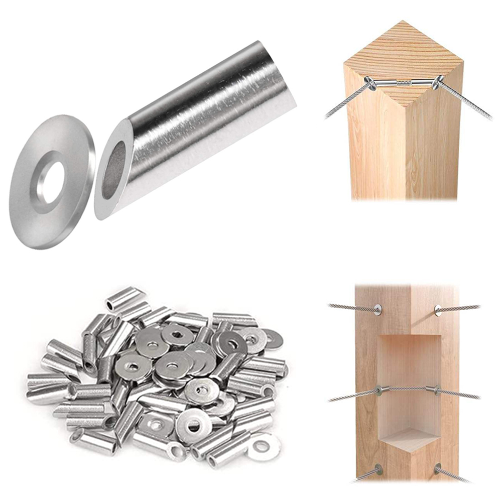 T316 Stainless Steel Cable Railing 10 30 35 Degree Angle Adjustable Protective Protector Sleeves fit 1/8" Wire Rope for Wood Post Stair Railing
