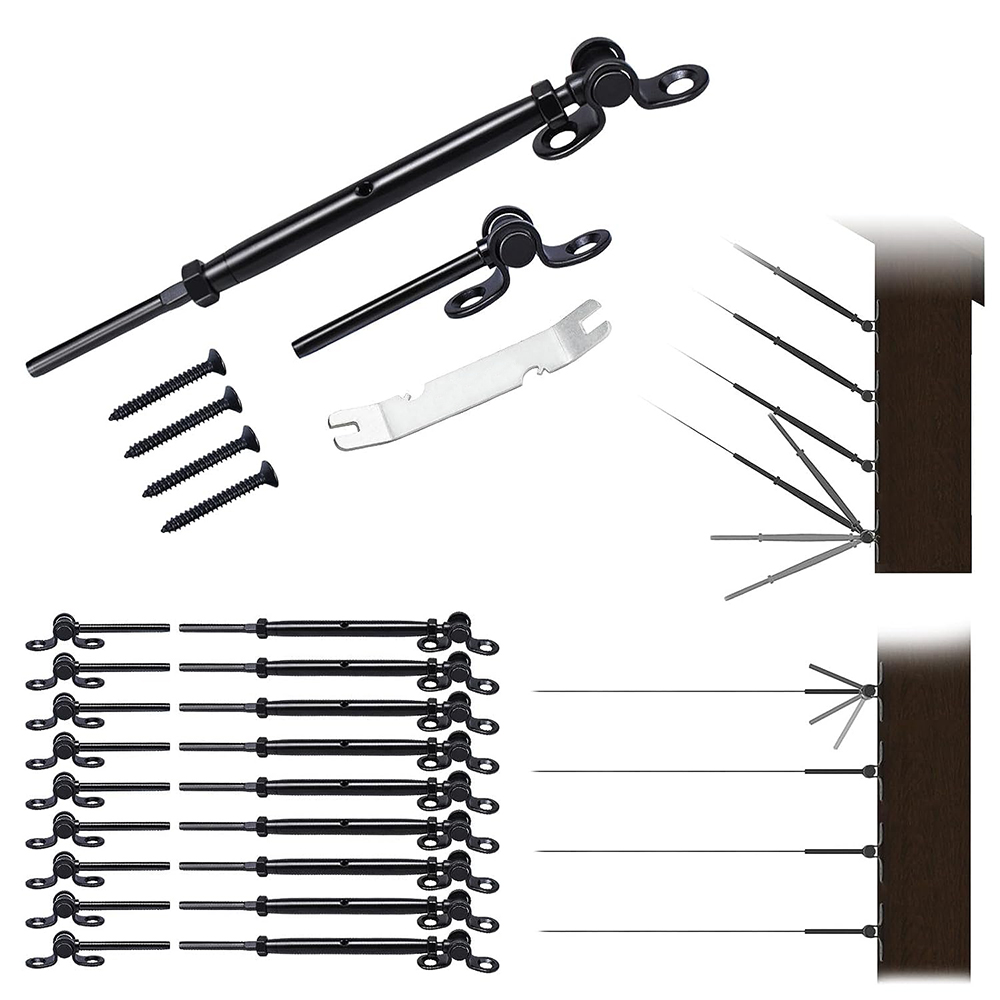 Black Cable Railing Kit T316 Stainless Steel Titanium Plating Turnbuckle 1/8" Swage Toggle Turnbuckle Kits Hardware