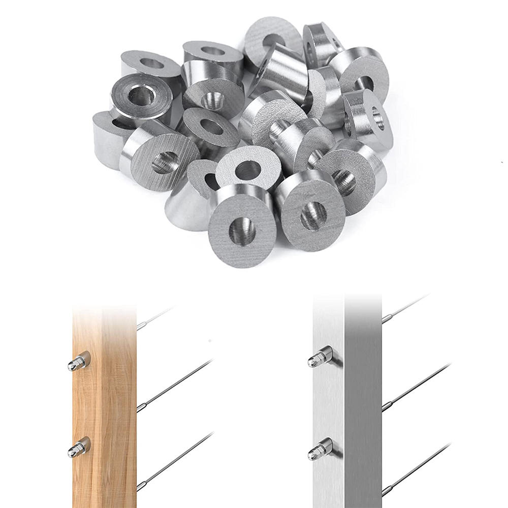 1/4" ID Beveled Angle Washer Invisible Cable Railing Hardware 25 30 35 Degree Angle Washers T316 Stainless Steel Cable Railing Angle Washers