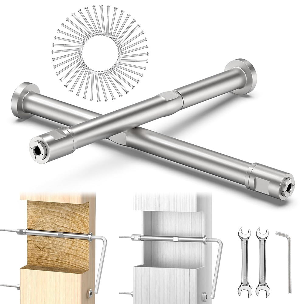 1/8" Swageless Cable Railing Kit T316 Stainless Steel Swageless Invisible Cable Railing Tensioner Invisible Receiver and Swage Stud End for 2"x2" 4"x4" Wood/Metal Posts