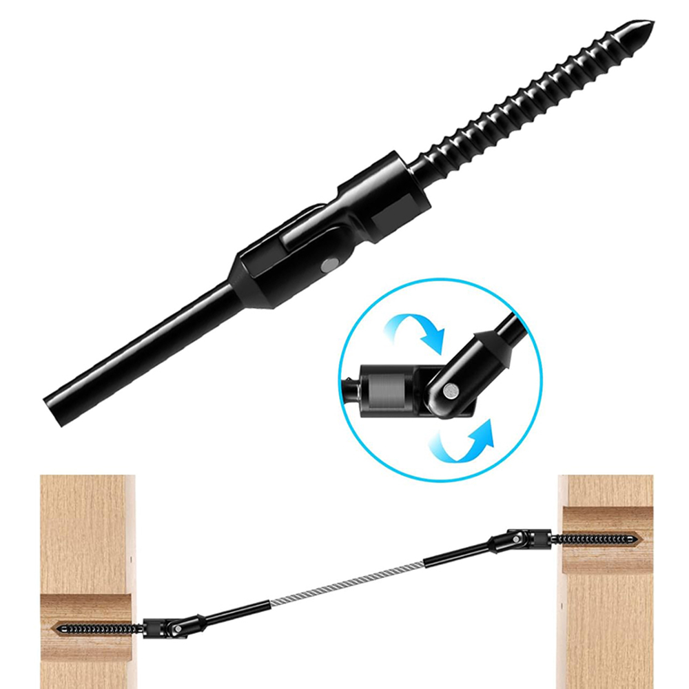 1/8" Wire Rope Rigging Screw Black Cable Railing Kit & Hardware T316 Stainless Steel 180° Adjustable Angle Swage Lag Screws for Wood Post