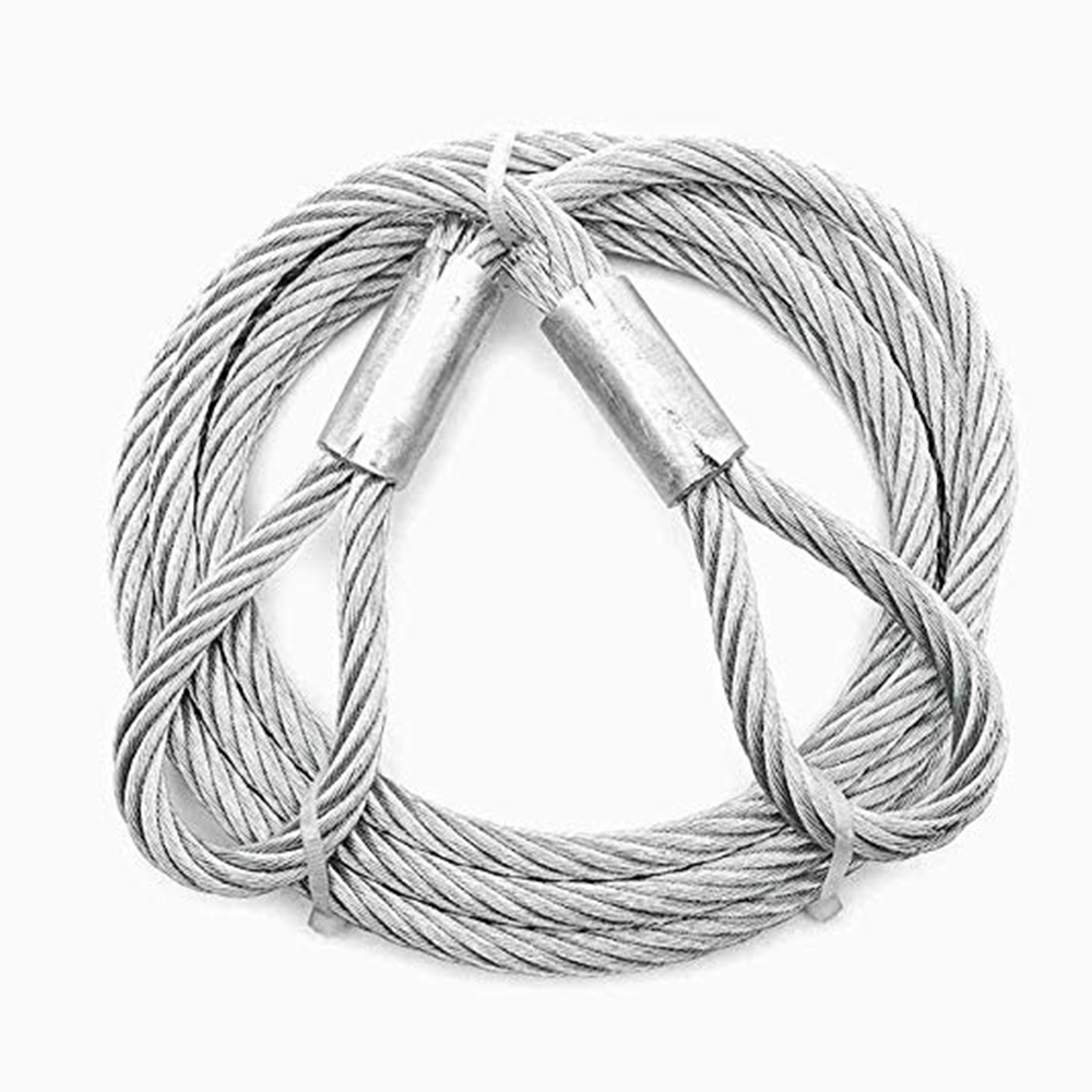7x19 Construction 1.3Ton Capacity Cable Sling with Loops  3/8" Diameter Heavy Duty Wire Rope Lifting Slings