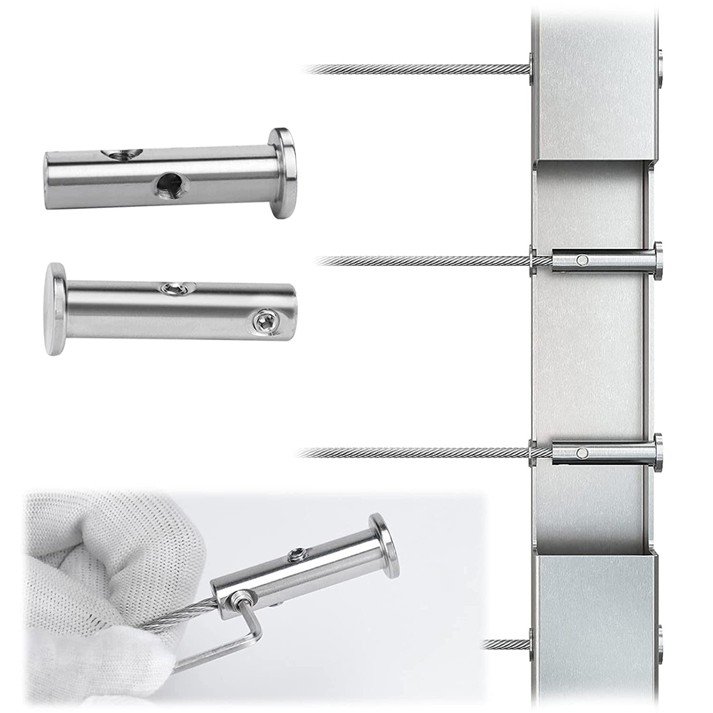 T316 Stainless Steel Deck Cable Railing System Swageless Fittings Tensioner Hidden 1/8" Invisible Cable Railing Kit
