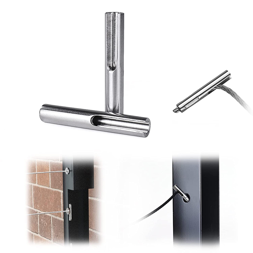 T316 Stainless Steel 1/8" Invisible Cable Railing Kit Terminal Toggle Anchor Angle Adjustable for Metal Post Stair Deck One Post Corner