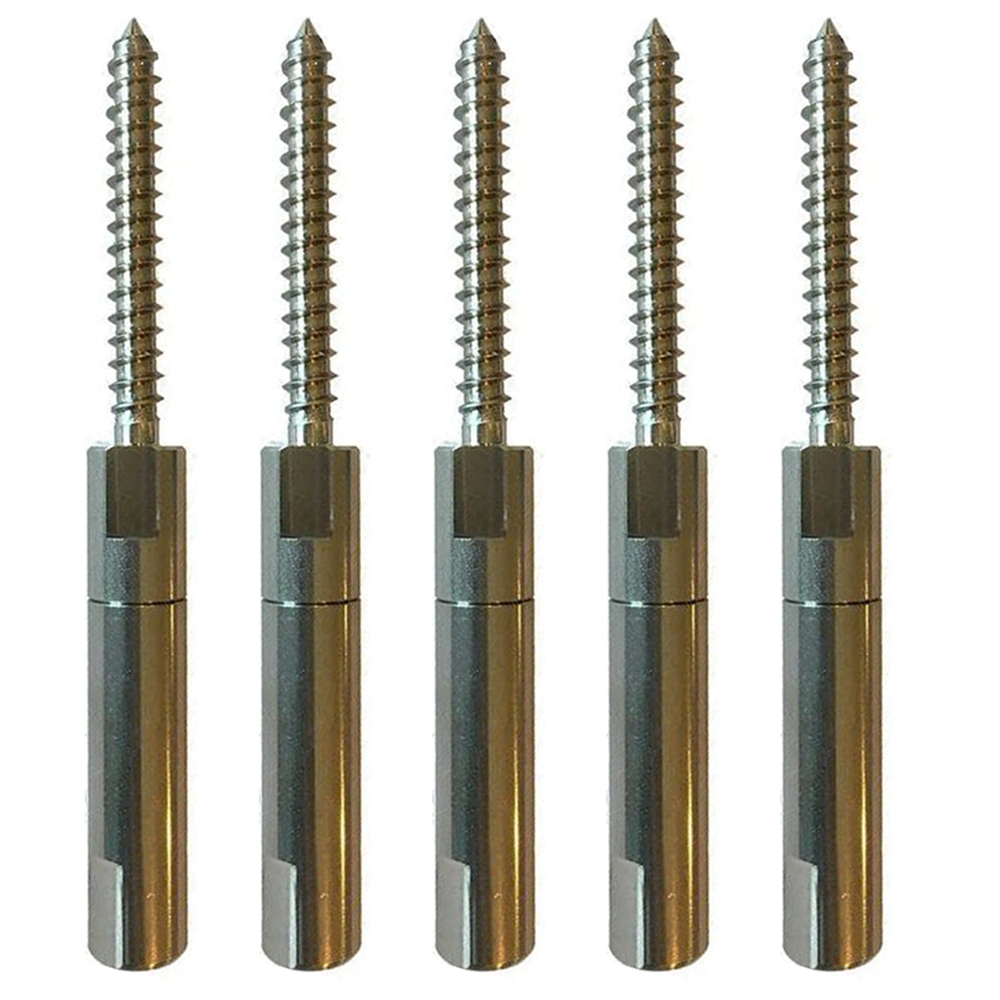 Cable Railing Quick Connector Fitting Surface Mounts Quick Connector T316 Stainless Steel No Crimping Lag Stud for 1/8" Wood Posts