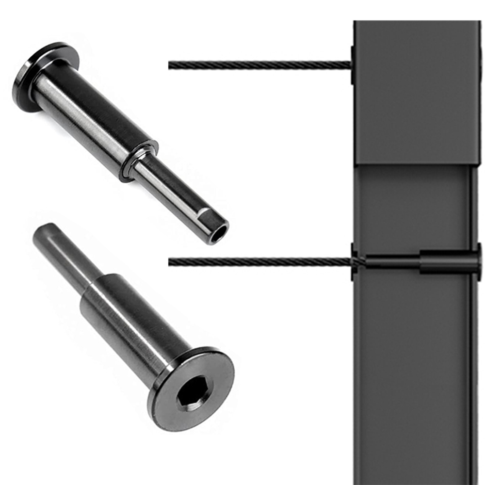 T316 Stainless Steel Deck Cable Railing System 1/8" Invisible Cable Railing Kit Hardware Upgraded Hand Swage Tensioner Hidden Black for 2"x2" Metal Deck Post