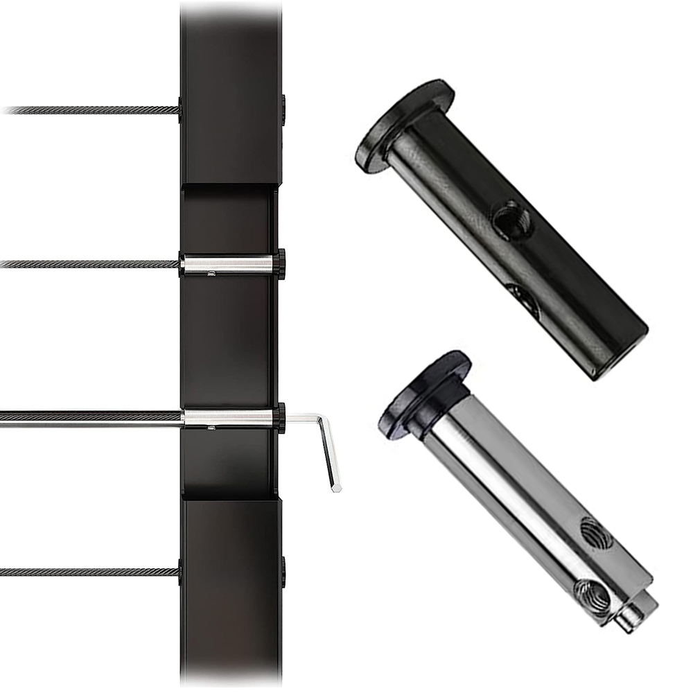 T316 Stainless Steel Deck Cable Railing System Swageless Fittings Tensioner and Fixed End Hidden 1/8" Black Swageless Invisible Cable Railing Kit Hardware