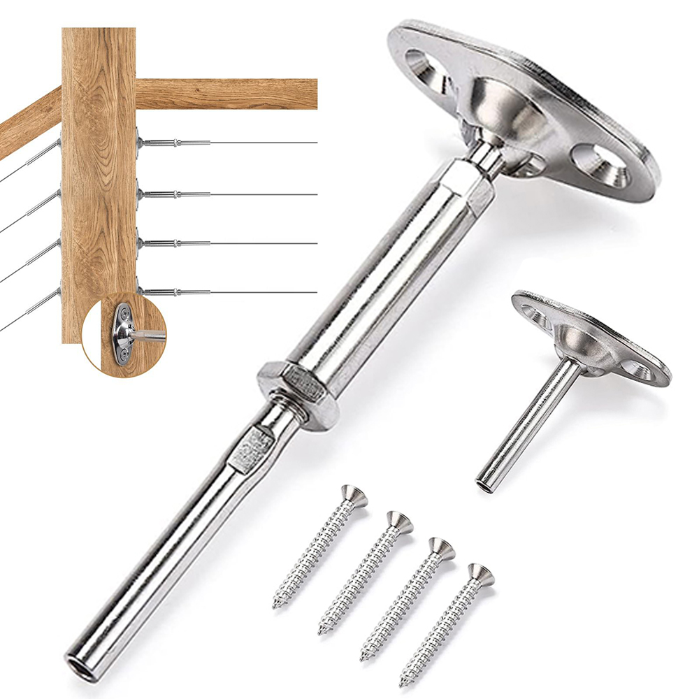 Outdoor Deck Railing Rust Free T316 Stainless Steel 1/8" Adjustable 45 Degree Angle Cable Railing Kit Hardware for Wood Post