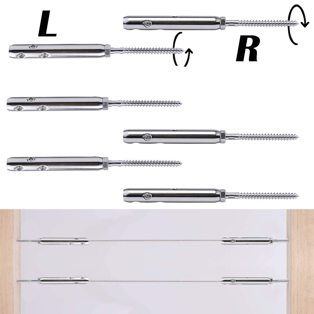 Cable Railing Hardware Kit T316 Stainless Steel Left & Right Swageless Lag Screws Terminal