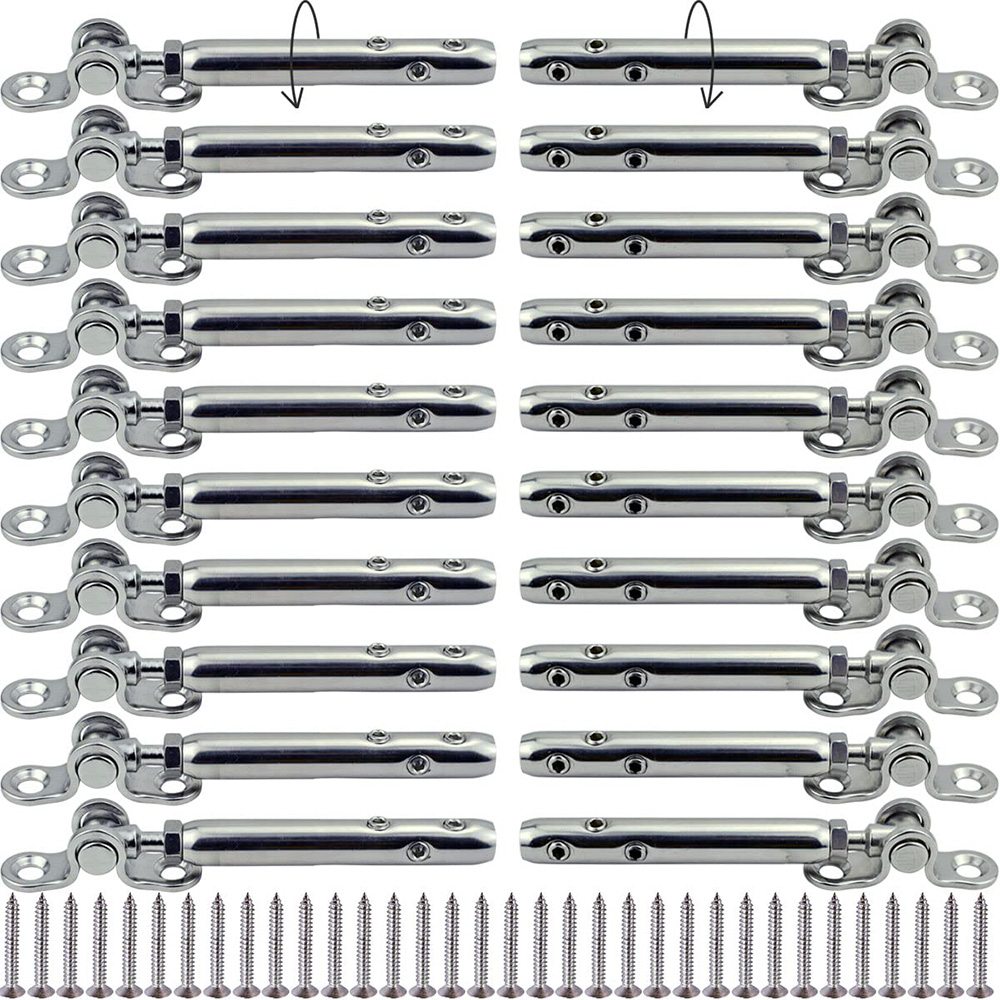 1/8" Stainless Steel Cable Railing System Adjustable Angle Swageless Tensioners Left & Right Swageless Cable Railing Hardware Kit for Wood Posts