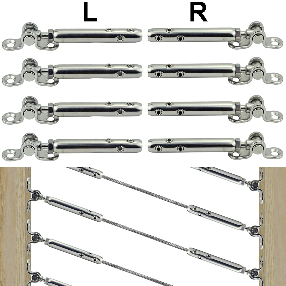 T316 Stainless Steel Cable Railing Hardware Kit 0-180 degrees Adjustable Angle Left & Right Swageless Tensioners