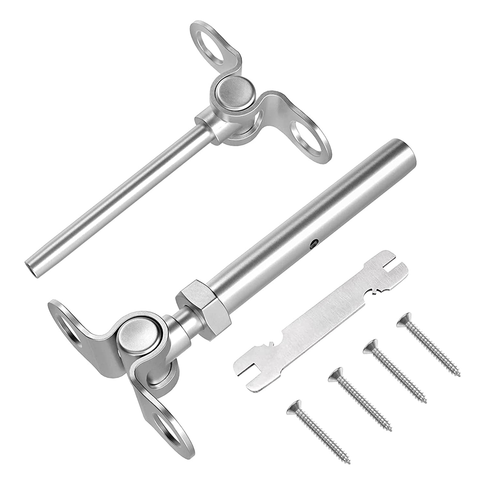 T316 Marine Grade Stainless Steel Invisible 180° Adjustable Angle Cable Railing Hardware Kit Swage Toggle Turnbuckle Tensioner End Fitting 1/8" Wire Rope for Wood Post