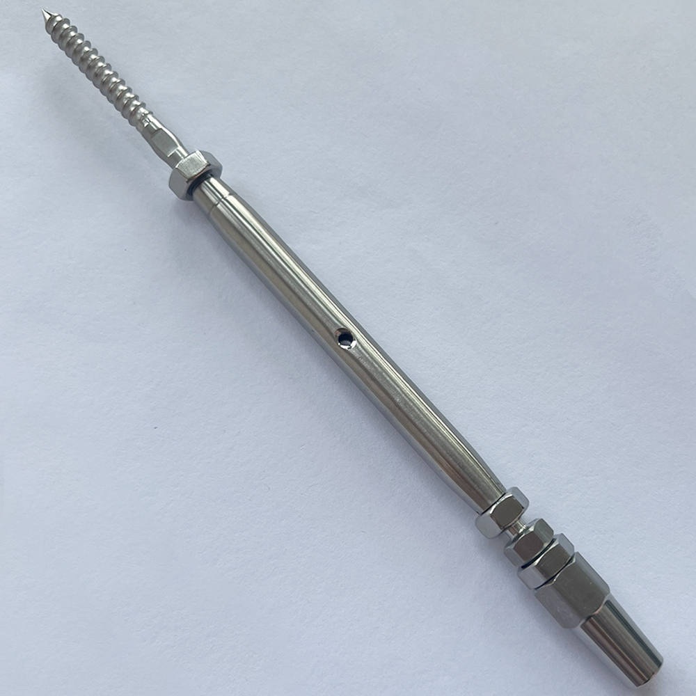 ss304 ss316 Deck Cable Railing Tension Hardware Stainless Steel Push Lock Lag Screw Wooden Thread Terminal Swageless Wire Rope Cable Fitting Closed Body Turnbuckle