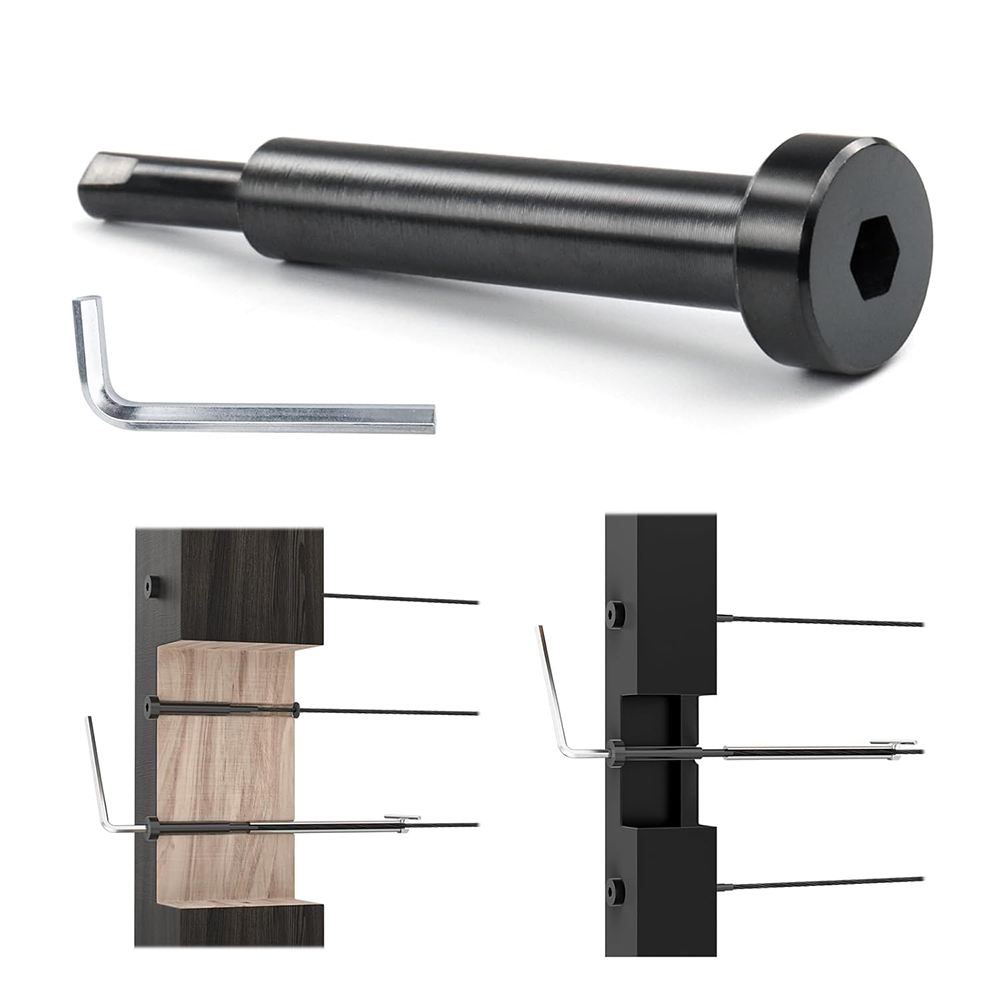 T316 Stainless Steel Deck Cable Railing System 1/8" Black Invisible Cable Railing Kit Hardware Invisible Receiver Swage Stud End for 2"x2" 4"x4" Wood Metal Post